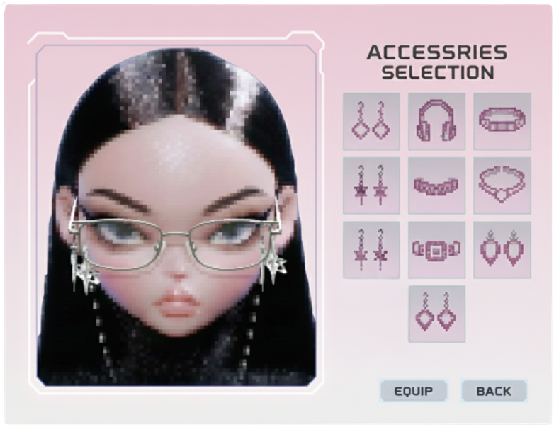Bound game accessory selection screen